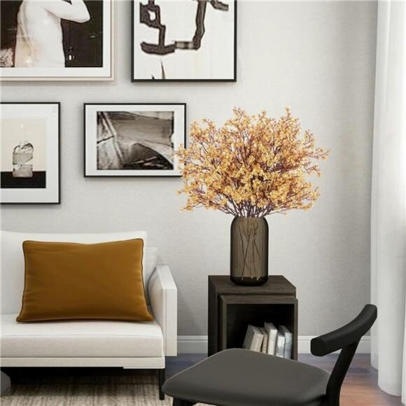 New Babys Breath Artificial Flowers, 8 Bundles Gold Real Touch Fake Flowers Silk - Picture 2 of 6